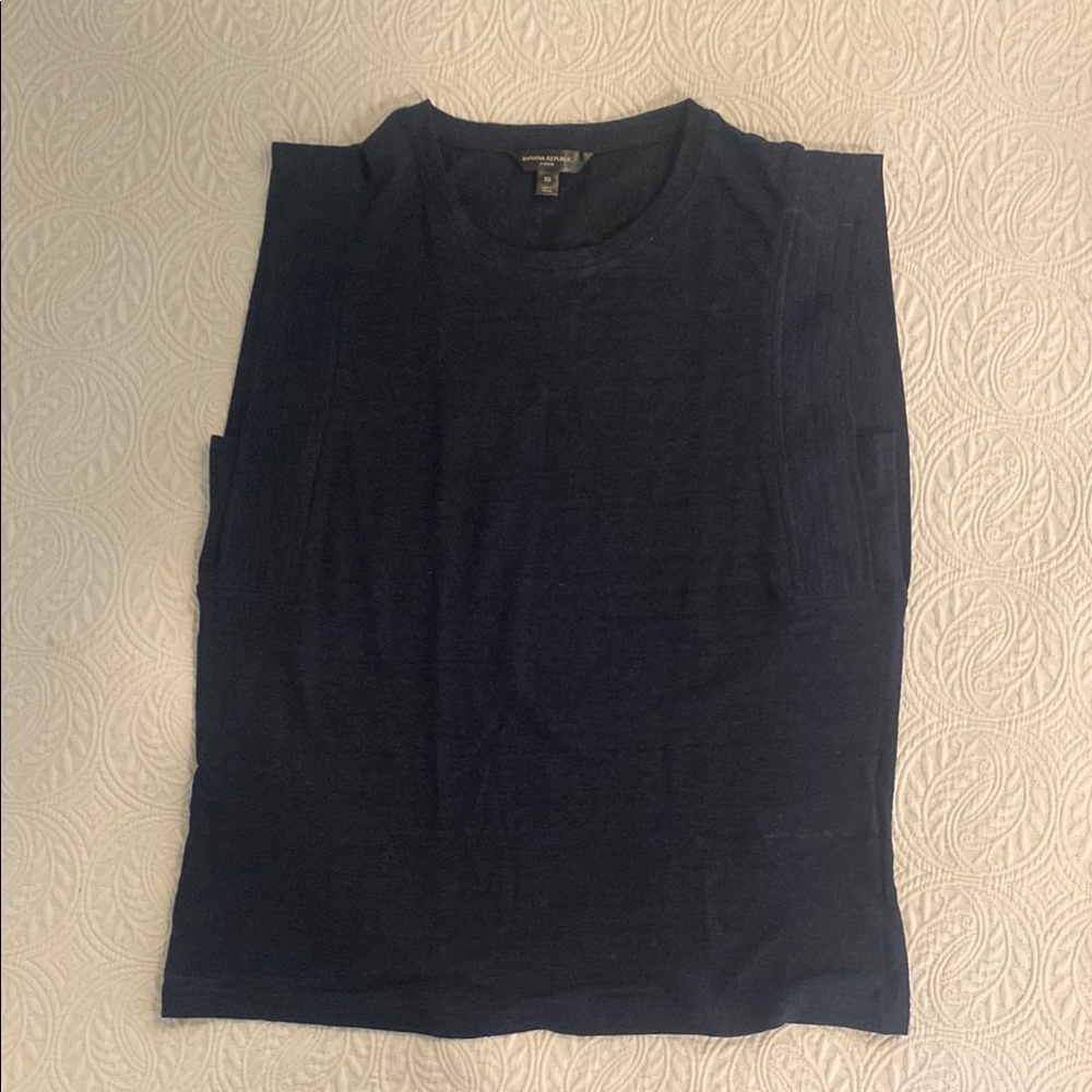 Banana Republic Navy Blue Linen Top